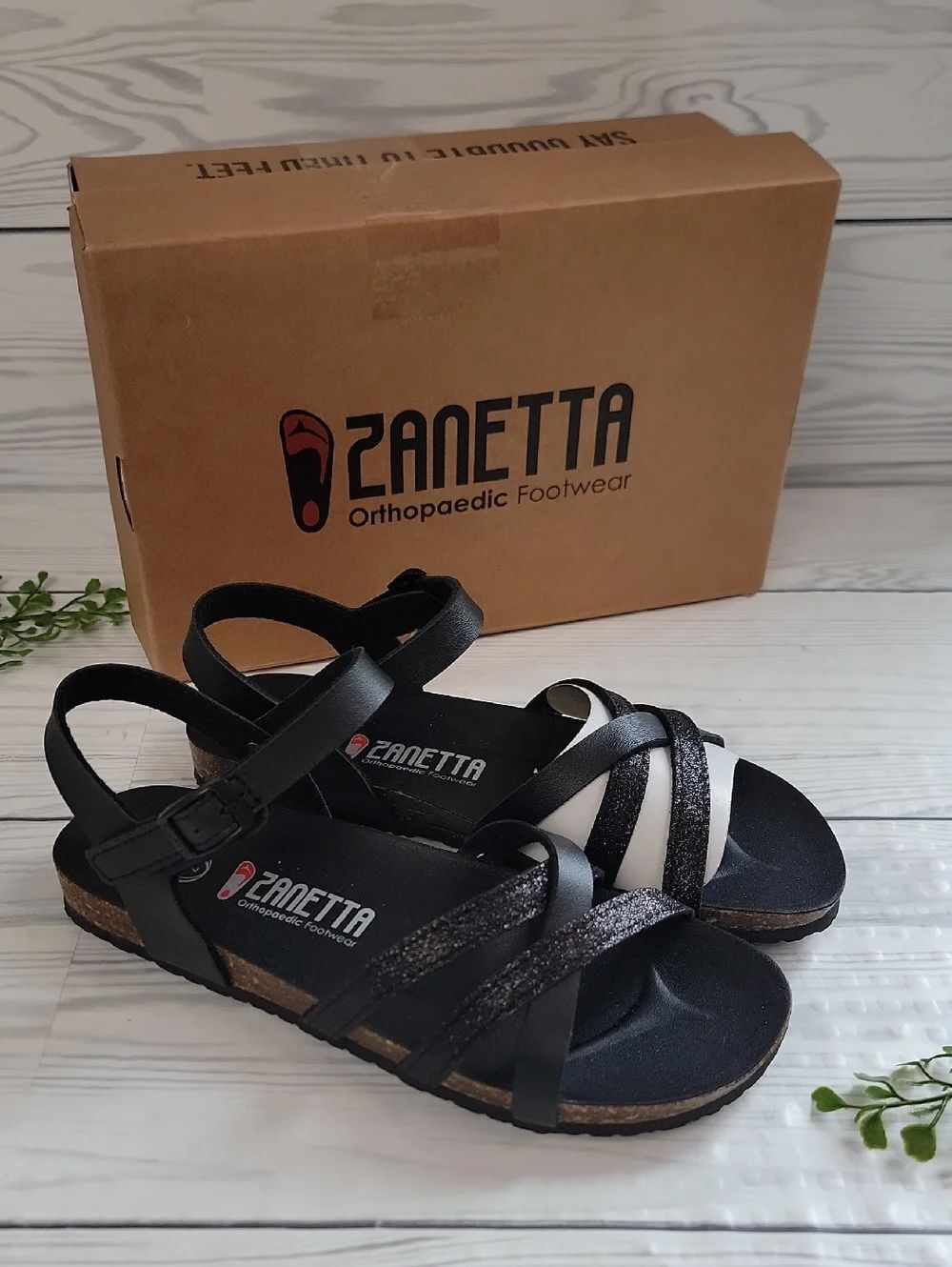 Zanetta Mallorca Orthopaedic Strappy Sandals - Black Womens Size 7 NWT